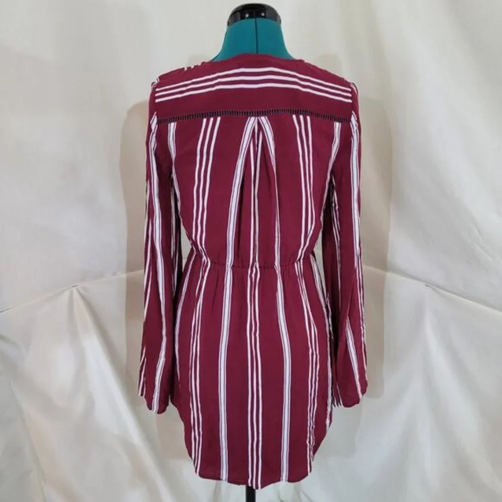 The‎ Jetset Diaries Red Striped Faux Wrap Dress - Size Medium - Picture 5 of 10